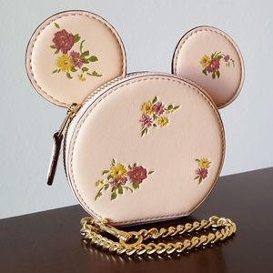 Coach X Disney Minnie Mouse Coin Case With Floral